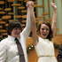 Jessica Lee, 19, left, and Ashley Cavner, 21, from Vancouver, WA, complete their wedding vows shortly after midnight Dec. 9, 2012 in Clark County.