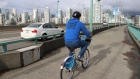 Cambie bridge cyclist 